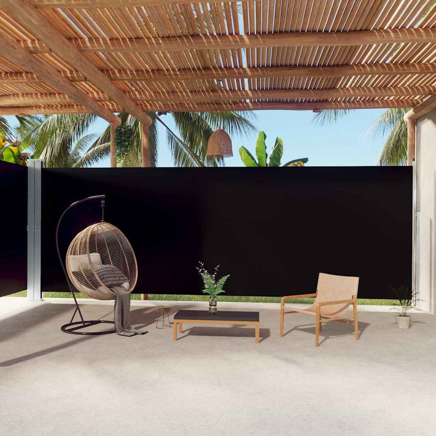 Retractable Side Awning Black 220 x 1000–220 x 1200 cm 220 x 1000 cm