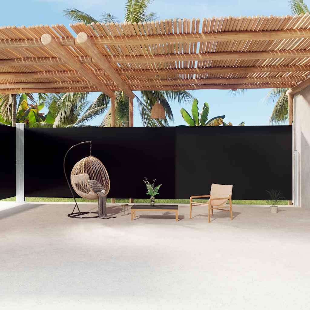 vidaXL Retractable Side Awning Black 220x1200 cm 1