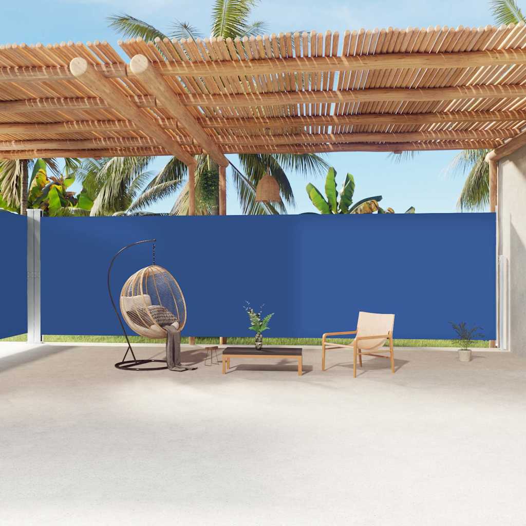 vidaXL Retractable Side Awning Blue 220x1200 cm 1