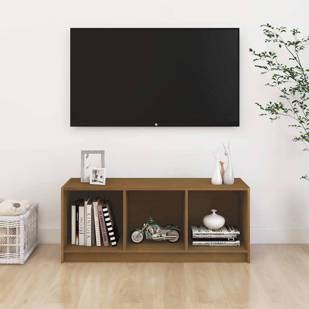vidaXL TV Cabinet | Honey Brown | Solid Pinewood | Medium | TV Cabinet 3