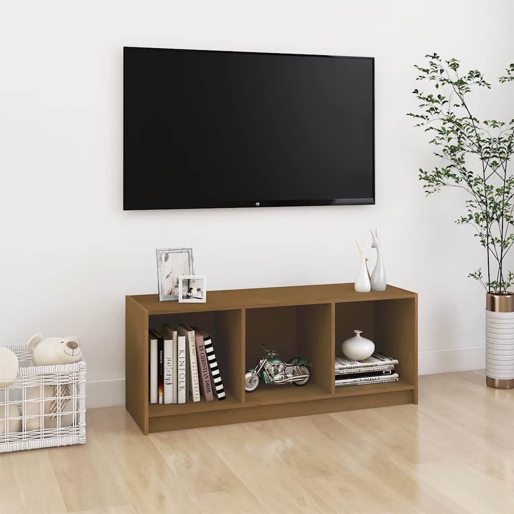 vidaXL TV Cabinet | Honey Brown | Solid Pinewood | Medium | TV Cabinet 1