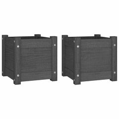 vidaXL Planter | Set of 2 | Grey | Solid Pinewood | 31 cm | Planters | Planter 2