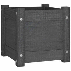 vidaXL Planter | Set of 2 | Grey | Solid Pinewood | 31 cm | Planters | Planter 4