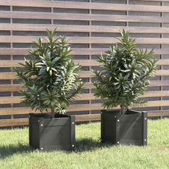 vidaXL Planter | Set of 2 | Grey | Solid Pinewood | 31 cm | Planters | Planter 1