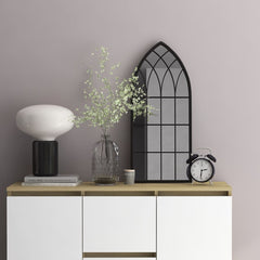 vidaXL Mirror | Black | Iron, Glass | 70x30 cm | Decorative Inlays | Mirror 1