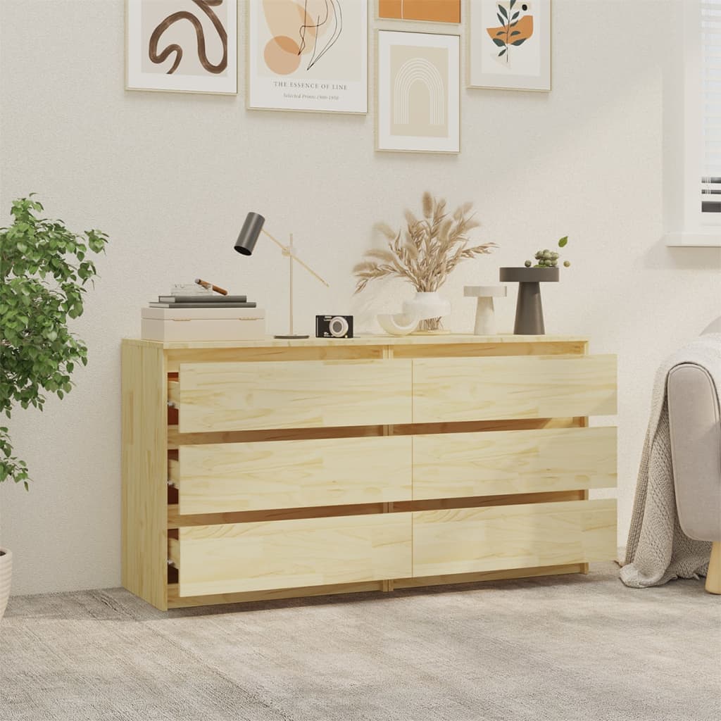 vidaXL Bedside Cabinets 2 pcs 60x36x64 cm Solid Pinewood 3