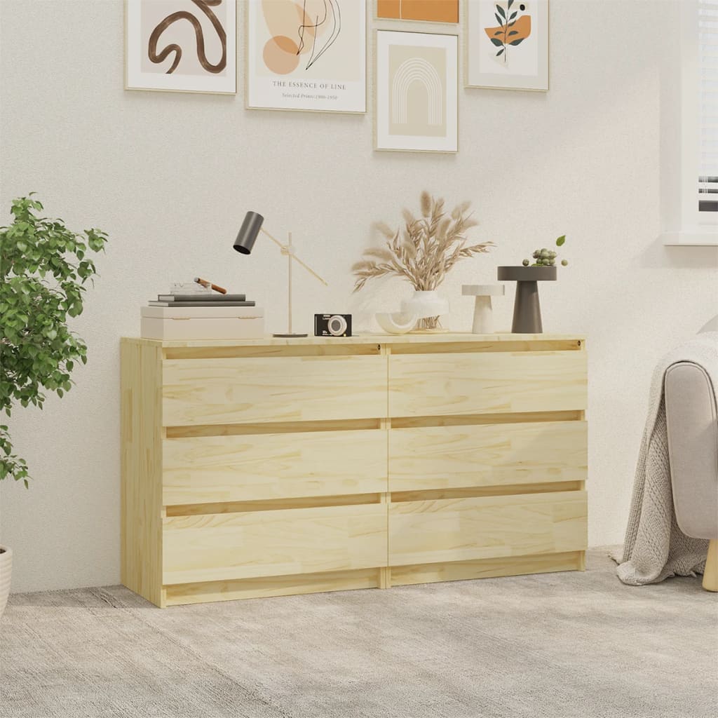 vidaXL Bedside Cabinets 2 pcs 60x36x64 cm Solid Pinewood 1