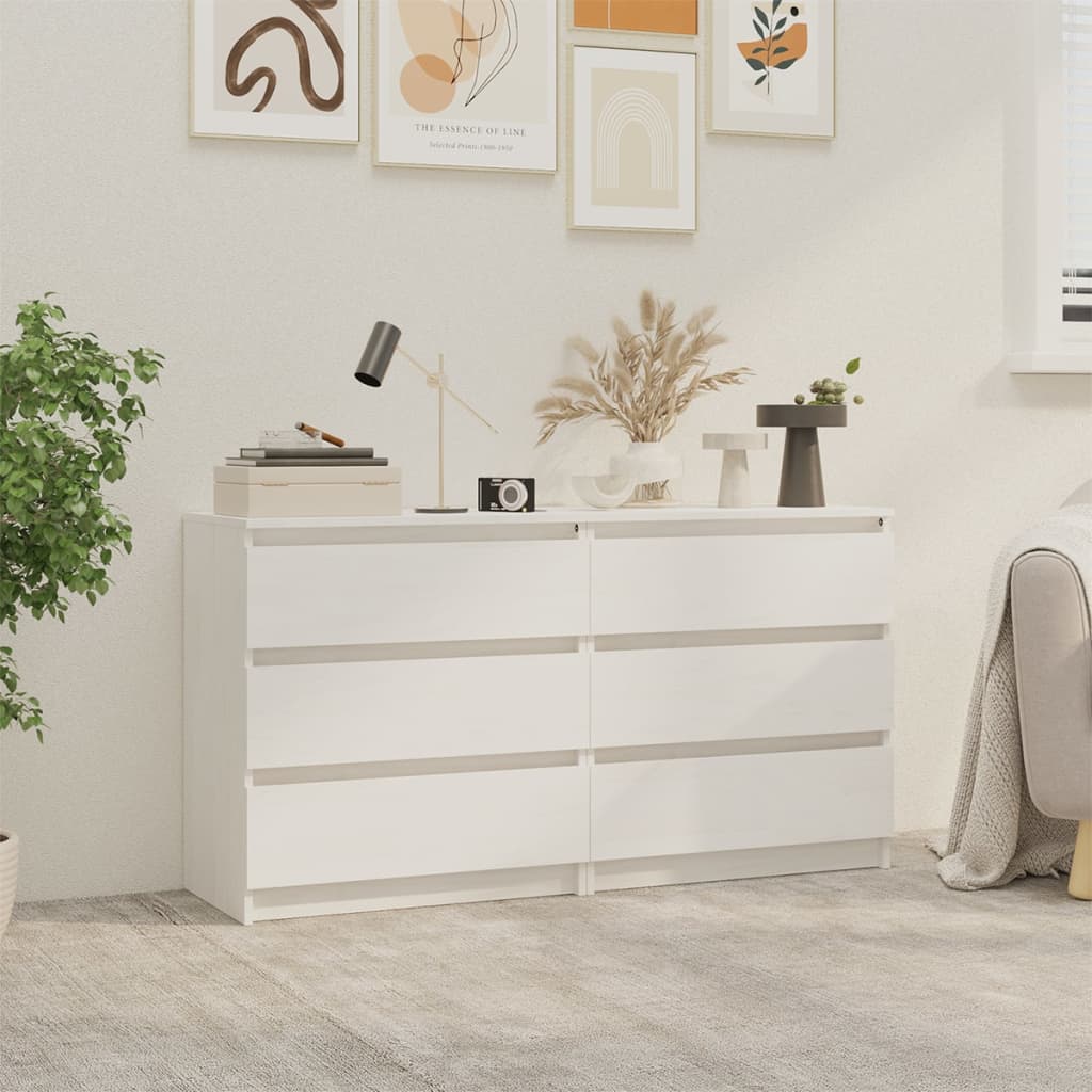 vidaXL Bedside Cabinets 2 pcs White 60x36x64 cm Solid Pinewood 1