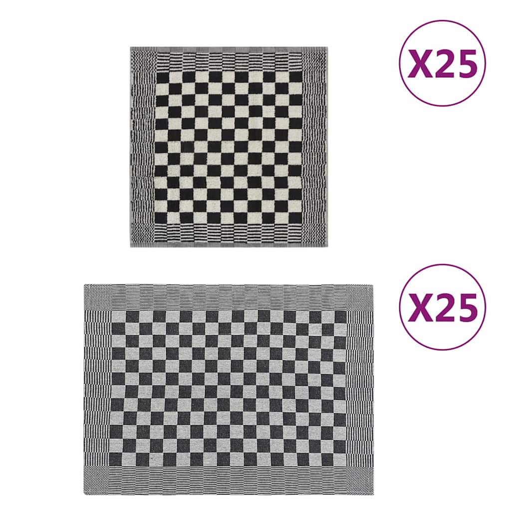 vidaXL Towel Set | Set of 50 | Black and White | 100% Cotton | Various Sizes 1