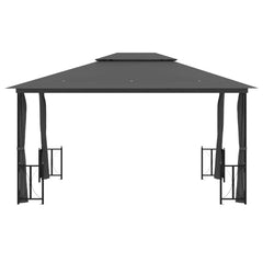 Gazebo with Sidewalls&Double Roofs Anthracite 3 x 4 m