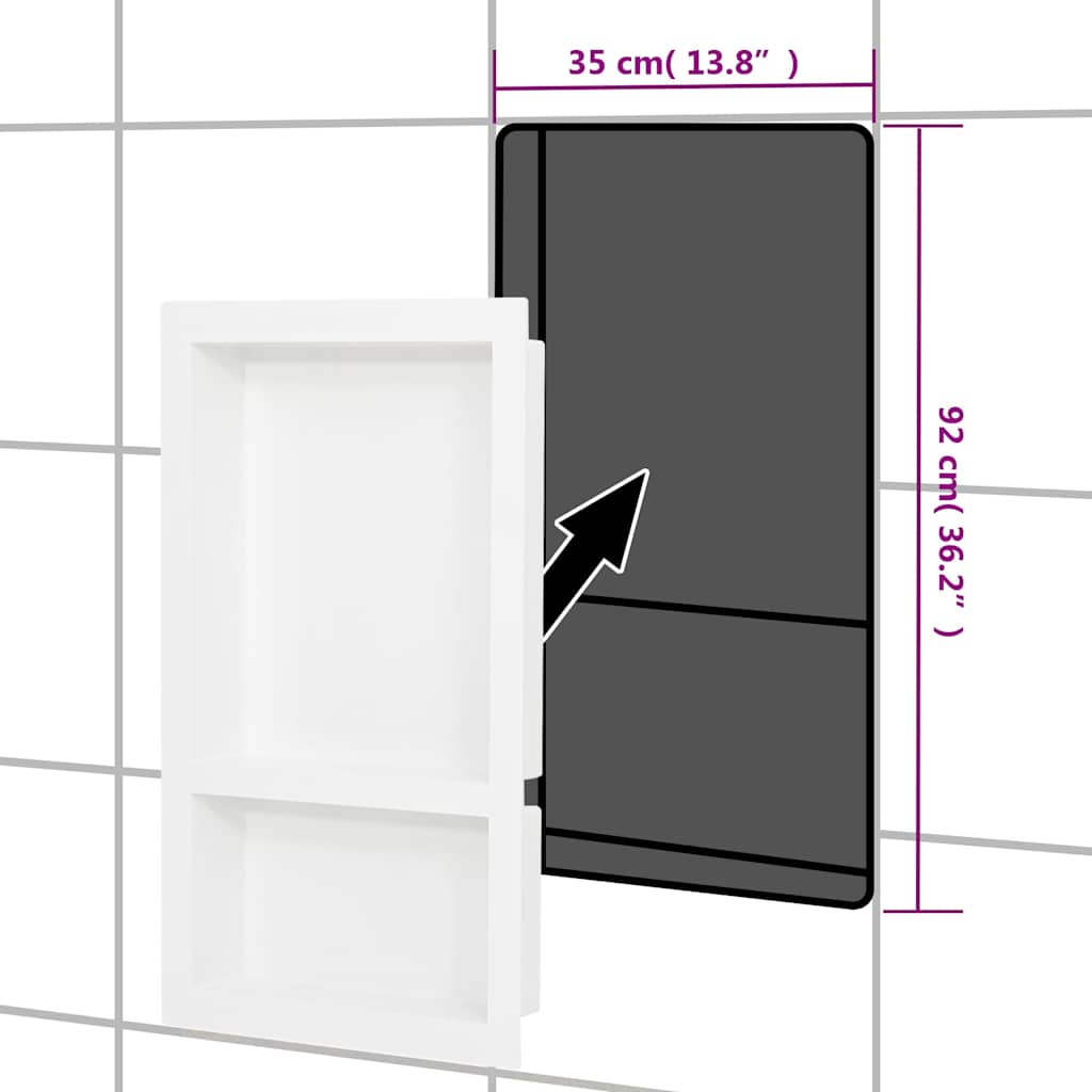 vidaXL Shower Niche with 2 Compartments High Gloss White 41x69x9 cm 6