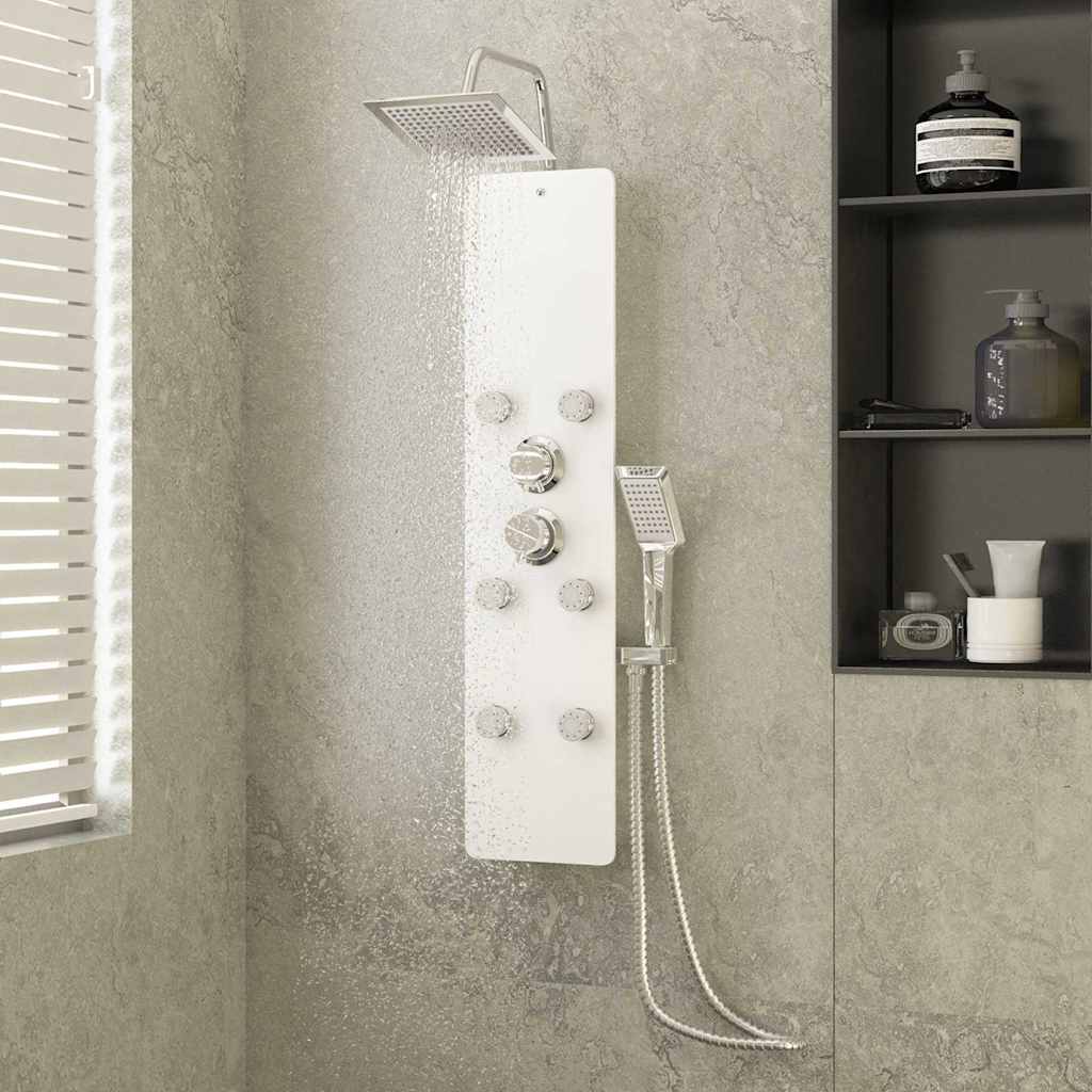 Shower Panel Unit Glass 25x47,5x130 cm White