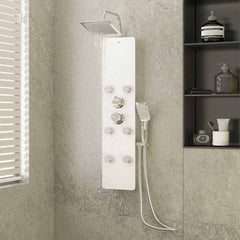 Shower Panel Unit Glass 25x47,5x130 cm White