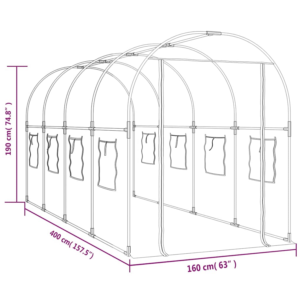 Greenhouse with Frame 160 x 200 x 192.5 cm PVC Transparent 400 cm