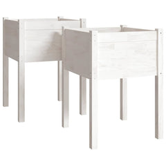 vidaXL Planter | Set of 2 | White | Solid pinewood | 50x50x70 cm | Durable 2