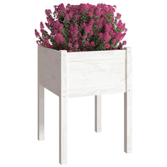 vidaXL Planter | Set of 2 | White | Solid pinewood | 50x50x70 cm | Durable 3