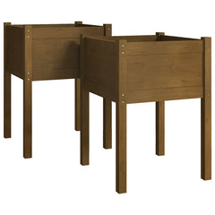 vidaXL Planter | Set of 2 | Honey Brown | Solid Pinewood | 50x50x70 cm | Durable 2