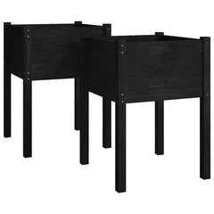 vidaXL Planter | Set of 2 | Black | Solid pinewood | Large | Built to Last 2