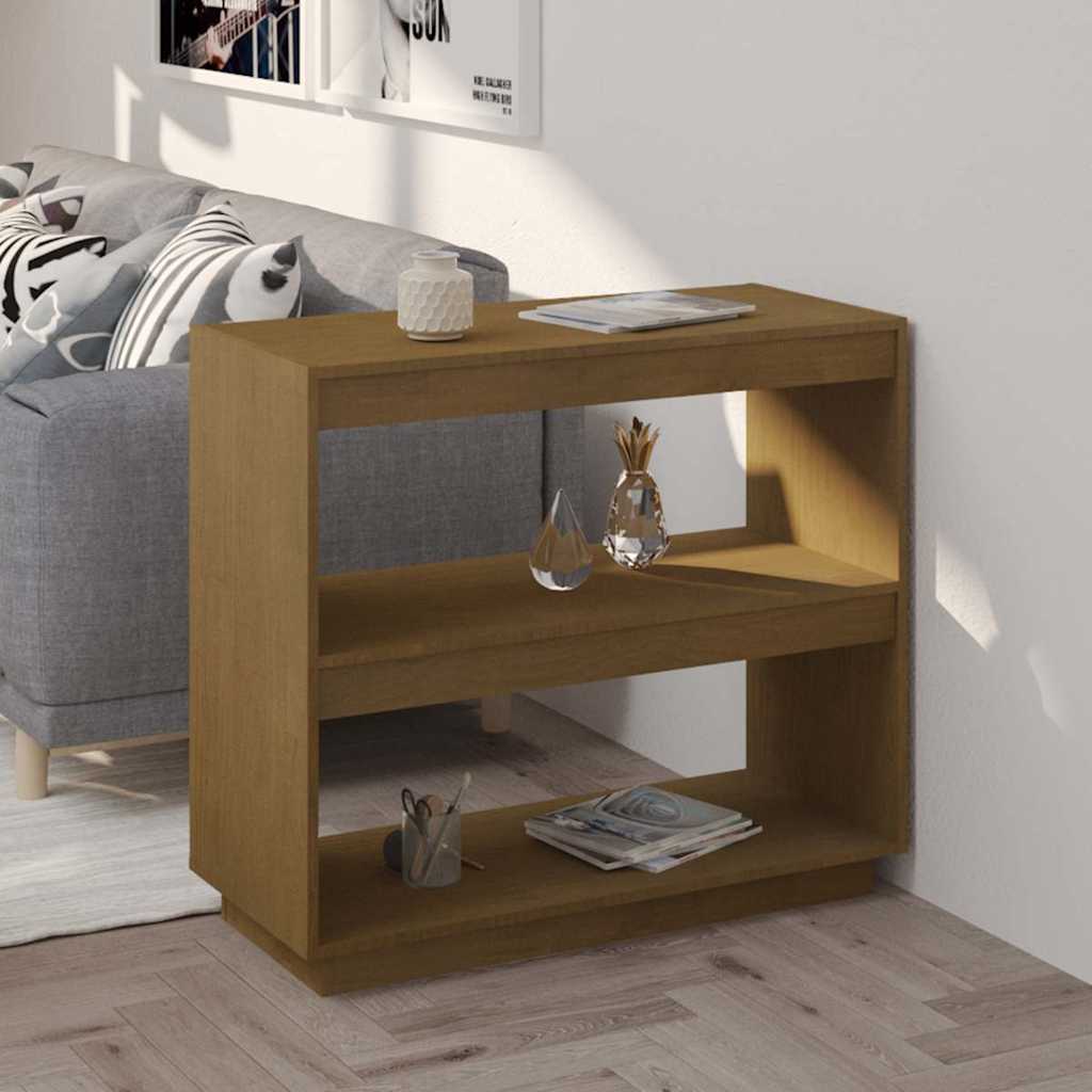 vidaXL Book Cabinet | Honey brown | Solid Pinewood | Medium | Storage 1