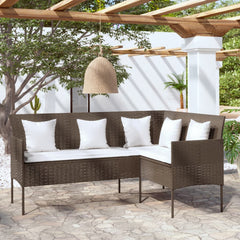 vidaXL L-shaped Couch Sofa with Cushions Poly Rattan Brown 1
