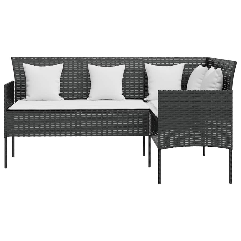 vidaXL L-shaped Couch Sofa with Cushions Poly Rattan Black 3
