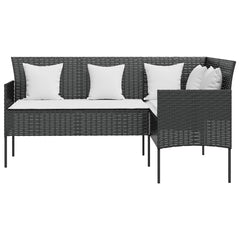 vidaXL L-shaped Couch Sofa with Cushions Poly Rattan Black 3
