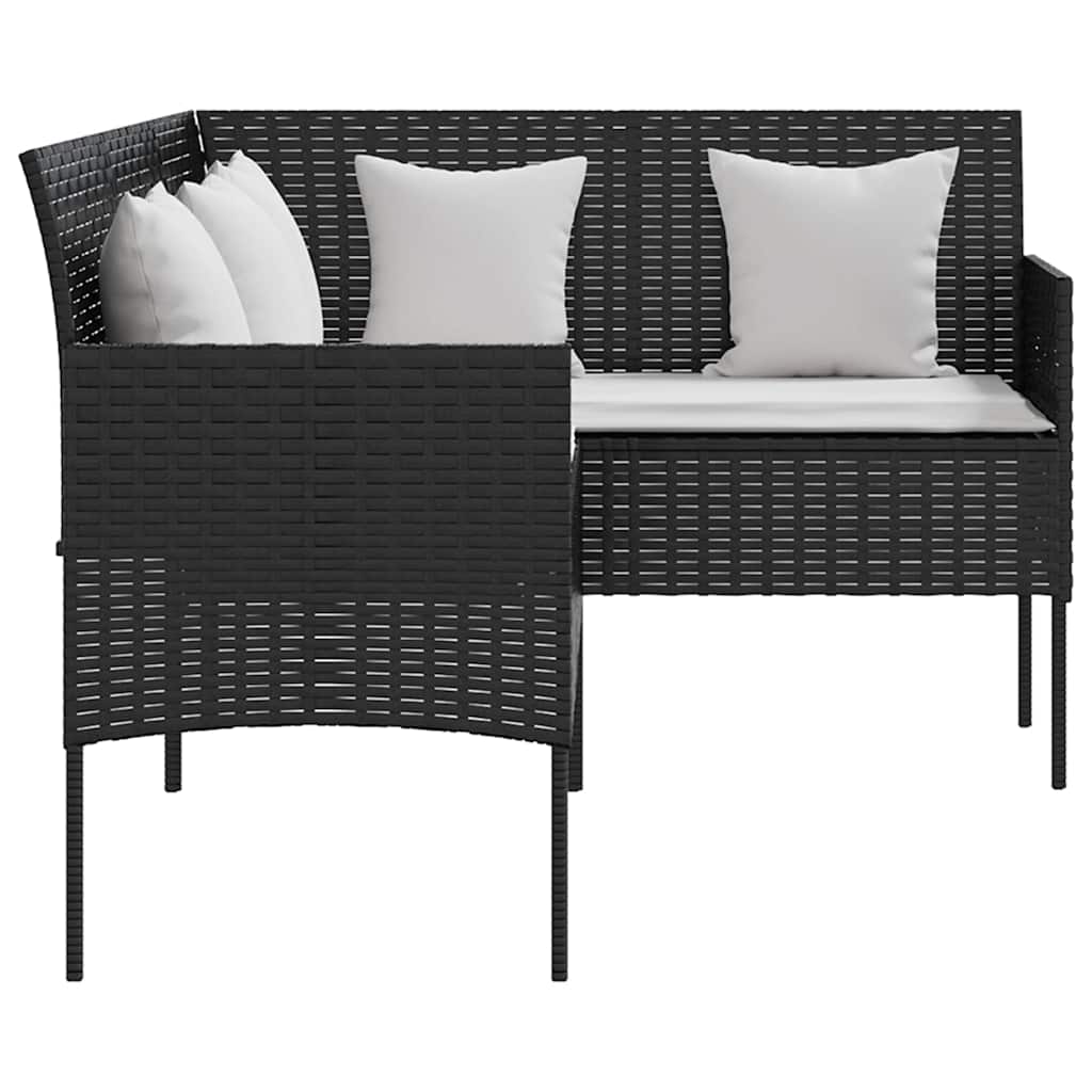 vidaXL L-shaped Couch Sofa with Cushions Poly Rattan Black 4