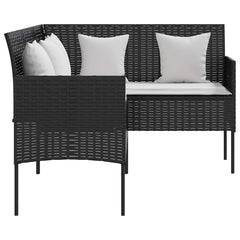 vidaXL L-shaped Couch Sofa with Cushions Poly Rattan Black 4