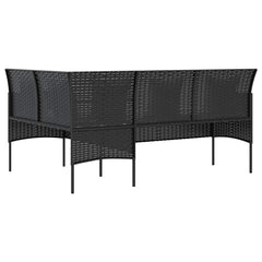 vidaXL L-shaped Couch Sofa with Cushions Poly Rattan Black 5