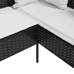 vidaXL L-shaped Couch Sofa with Cushions Poly Rattan Black 6