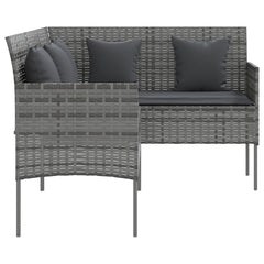 vidaXL L-shaped Couch Sofa with Cushions Poly Rattan Grey 4
