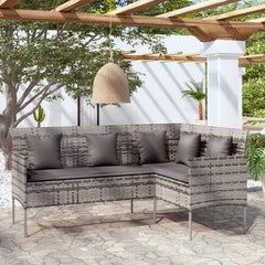 vidaXL L-shaped Couch Sofa with Cushions Poly Rattan Grey 1