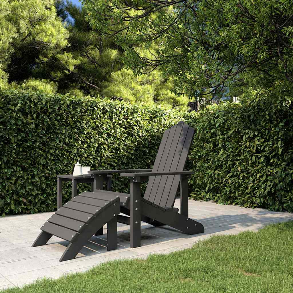 Garden Adirondack Chair with Footstool HDPE Anthracite armchair + footrest