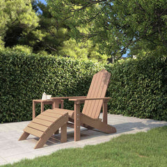 Garden Adirondack Chair with Footstool HDPE Brown armchair + footrest