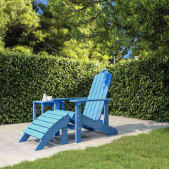 Garden Adirondack Chair with Footstool HDPE Aqua blue armchair + footrest