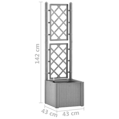 Garden Raised Bed with Trellis and Self Watering System Grey