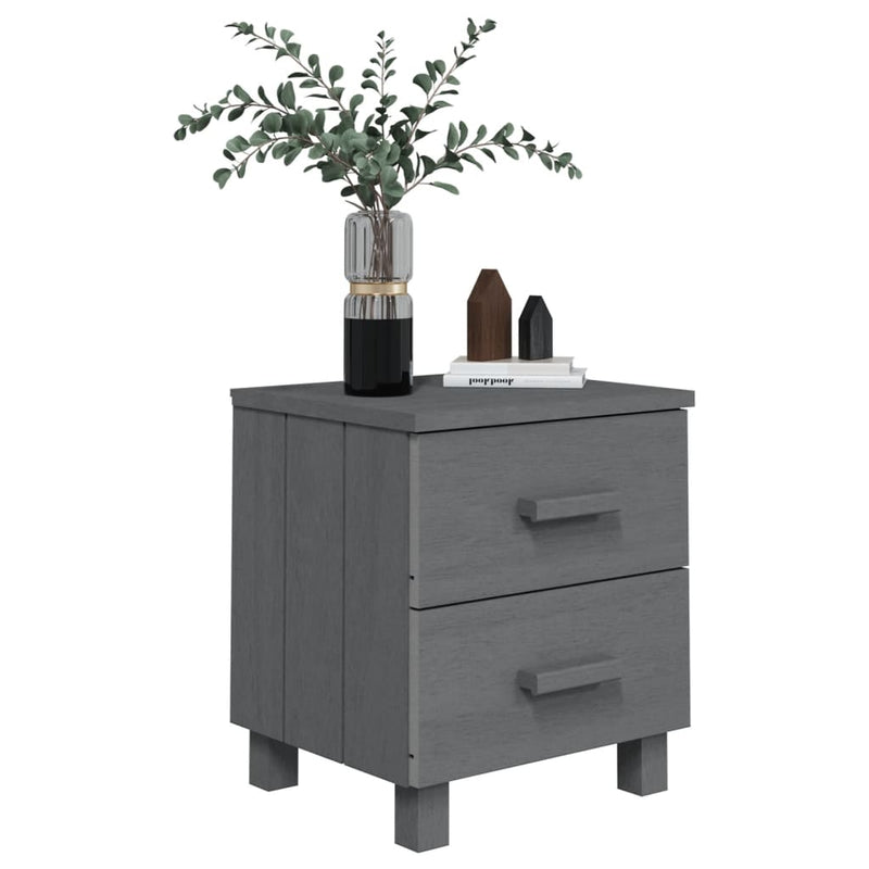 Bedside Cabinet HAMAR Dark Grey 40x35x44.5 cm Solid Pinewood