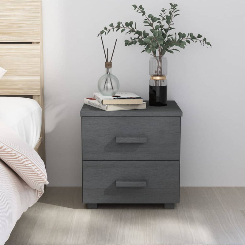 Bedside Cabinet HAMAR Dark Grey 40x35x44.5 cm Solid Pinewood