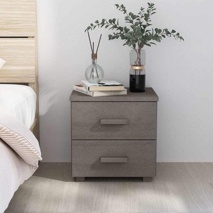 vidaXL Bedside Cabinet "HAMAR" Light Grey 40x35x44,5 cm Solid Pinewood 1