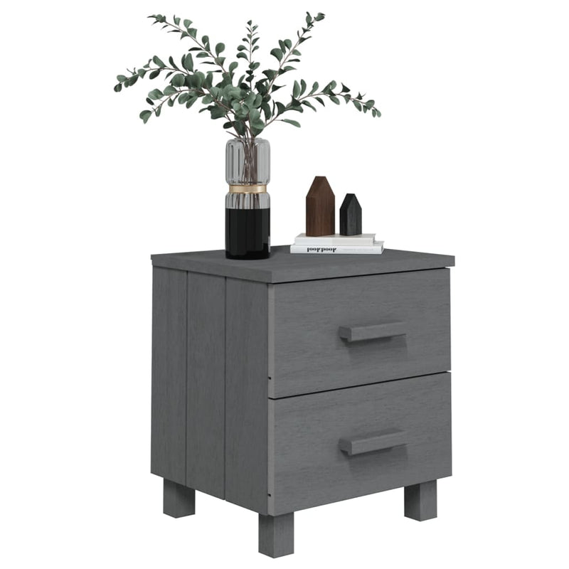 Bedside Cabinets HAMAR 2 pcs Dark Grey 40x35x44.5 cm Solid Wood