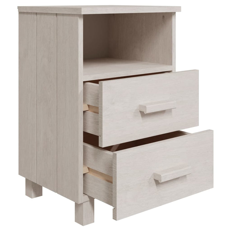 Bedside Cabinet HAMAR White 40x35x62 cm Solid Wood Pine