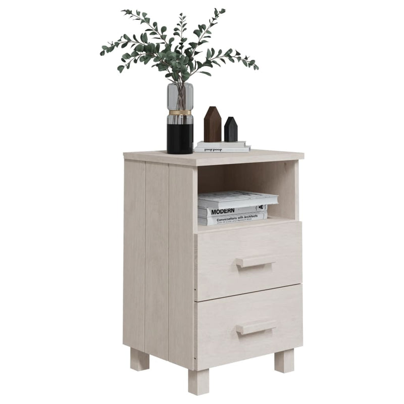 Bedside Cabinet HAMAR White 40x35x62 cm Solid Wood Pine