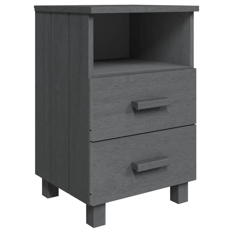 Bedside Cabinet HAMAR Dark Grey 40x35x62 cm Solid Wood Pine