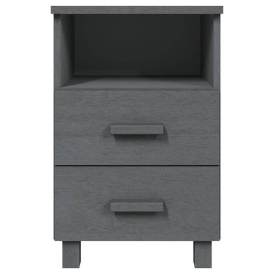 Bedside Cabinet HAMAR Dark Grey 40x35x62 cm Solid Wood Pine