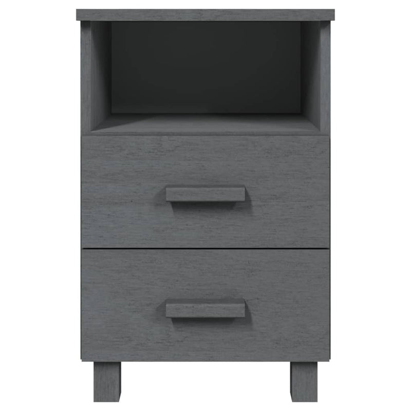 Bedside Cabinet HAMAR Dark Grey 40x35x62 cm Solid Wood Pine