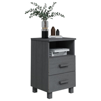 Bedside Cabinet HAMAR Dark Grey 40x35x62 cm Solid Wood Pine