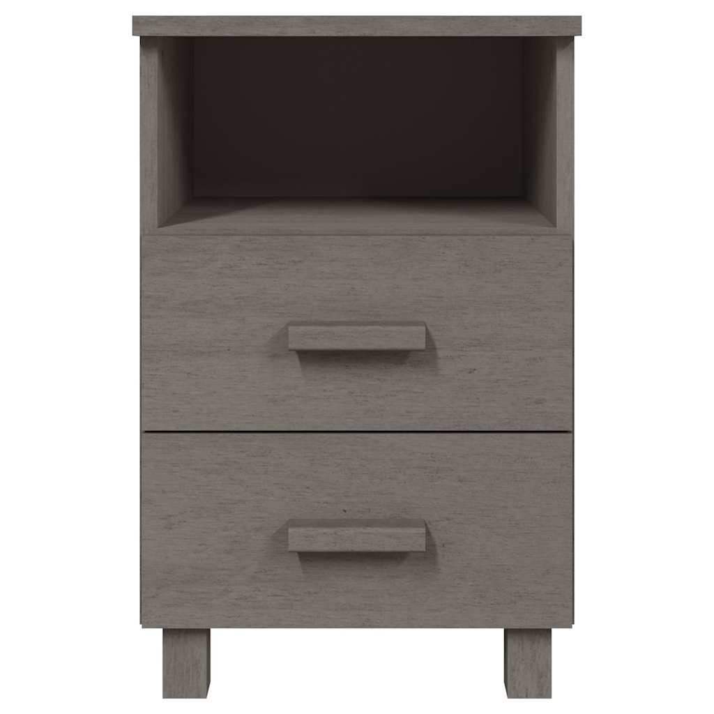 vidaXL Bedside Cabinet | Light Grey | Solid Pinewood | Medium | Bedside Cabinet 3