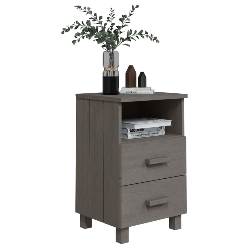 Bedside Cabinet HAMAR Light Grey 40x35x62 cm Solid Wood Pine