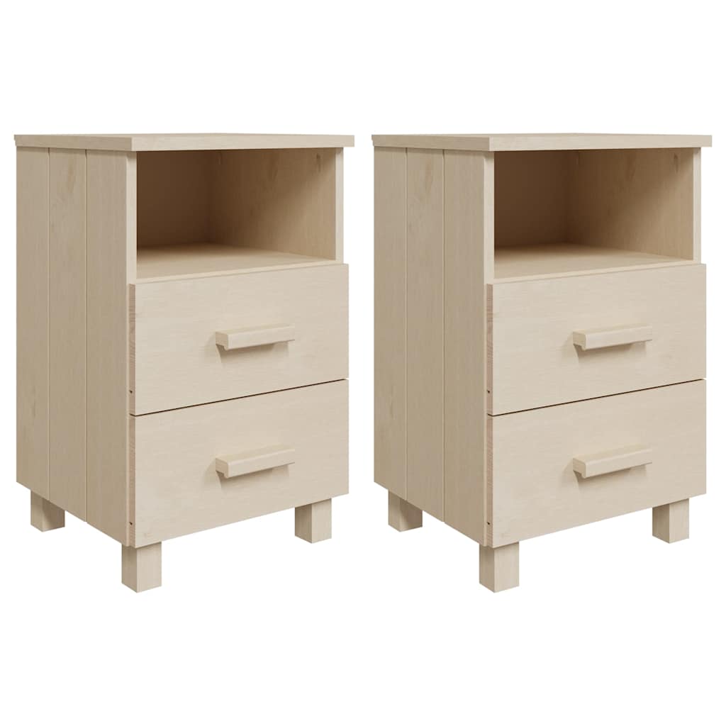 vidaXL Bedside Cabinet | Set of 2 | Honey brown | Solid pinewood, MDF 2