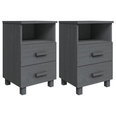 Bedside Cabinets HAMAR 2 pcs Dark Grey 40x35x62 cm Solid Wood